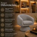 Ver imagem 3 de Poltrona Orgânica Giratoria Redonda Sala Venus Confortável Elegante Sapatas Plásticas Linho Cinza