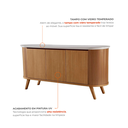 Ver imagem 5 de Buffet Aparador 3 Portas Ripado com Vidro e Pés Madeira Maciça 164cm Luna Castanho Cinamomo/Off White