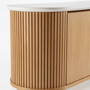 Ver imagem 4 de Buffet Aparador 3 Portas Ripado com Vidro e Pés Madeira Maciça 164cm Luna Castanho Cinamomo/Off White