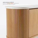 Ver imagem 6 de Buffet Aparador 3 Portas Ripado com Vidro e Pés Madeira Maciça 164cm Luna Castanho Cinamomo/Off White