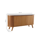 Ver imagem 3 de Buffet Aparador 3 Portas Ripado com Vidro e Pés Madeira Maciça 164cm Luna Castanho Cinamomo/Off White