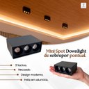 Ver imagem 2 de 3 Mini Spot LED Downlight Triplo Preto Sobrepor Sala LUZ05