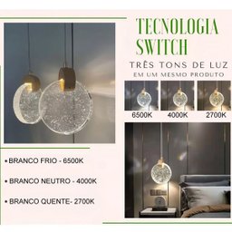 Lustre Luminaria Pendente Lua Cristal Bolhas Led Iluminaçao Casa Quarto Sala Estar Cozinha Casa Loja - 6