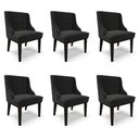 Ver imagem 1 de Kit 6 Cadeiras Decorativas Sala de Jantar Base Fixa de Madeira Firenze Suede Preto G19 - Gran Belo