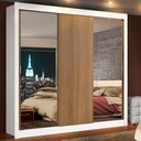 Ver imagem 1 de Guarda-Roupa Casal Madesa Lyon 3 Portas de Correr com Espelhos 2 Gavetas Branco/Rustic Cor:Branco/Ru