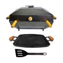 Ver imagem 1 de Kit Churrasqueira Bafo Alumínio Fundido 40x25cm Chapa Grill