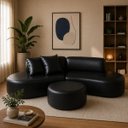 Ver imagem 3 de Sofá e Puff Orgânico Virginia 300cm Corino Modena: Preto
