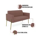 Ver imagem 4 de Sofá Namoradeira 2 Lugares Pé de Ferro Dourado Marisa Veludo Rosê D03