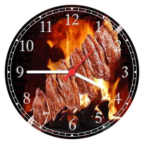 Relógio De Parede Carne Assada Churrasco Churrascaria Restaurantes Food Gourmet Quartz