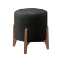 Ver imagem 1 de Puff Estofado Decorativo para Sala Redondo Paris Corino Cor:preto