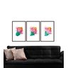 Trio de quadros decorativos sala quarto Folhas colors - 1