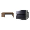 Ver imagem 2 de Mesa para Escritório em Tamburato com 6 Gavetas Design Curvo Marrom/Nogal/Preto Artany