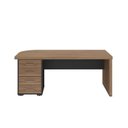 Ver mais imagens de Mesa para Escritório em Tamburato com 6 Gavetas Design Curvo Marrom/Nogal/Preto Artany
