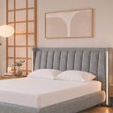 Ver imagem 5 de Cama Japonesa com Cabeceira em LED Seo-Yeon Casal Linho Cinza - Sallar Home