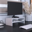 Ver imagem 2 de Kit 02 Suportes Stand Para Monitores Mesa Escritório Home Office Lap L03 Branco - Lyam Decor