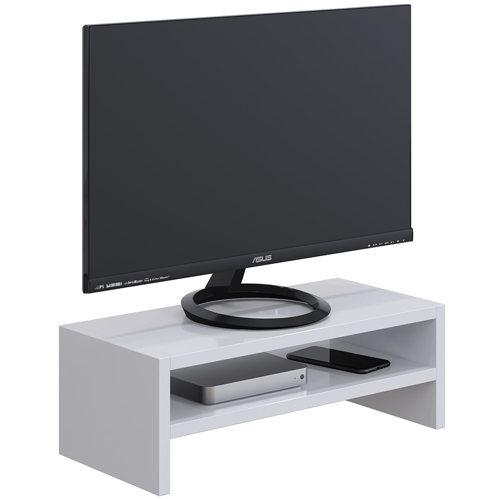 Kit 02 Suportes Stand Para Monitores Mesa Escritório Home Office Lap L03 Branco - Lyam Decor - 3