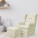 Ver imagem 2 de Poltrona de Amamentação com Balanço e Puff P02 Capitonê Suede Bege - Lyam Decor