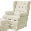 Ver imagem 6 de Poltrona de Amamentação com Balanço e Puff P02 Capitonê Suede Bege - Lyam Decor