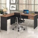 Ver imagem 2 de Mesa para Escritório Home Office em L Diretor W30 160x160cm Nogal com Preto Onix - Lyam Decor