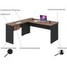 Mesa para Escritório Home Office em L Diretor W30 160x160cm Nogal com Preto Onix - Lyam Decor - 3