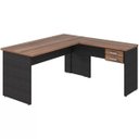 Ver imagem 4 de Mesa para Escritório Home Office em L Diretor W30 160x160cm Nogal com Preto Onix - Lyam Decor