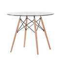 Ver imagem 2 de Conjunto Mesa 90cm Eames Tampo de Vidro com 4 Dkr Botone Madeira Branca Inovakasa