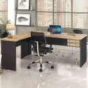 Ver imagem 2 de Mesa para Escritório Home Office em L Diretor W30 180x160cm Carvalho com Preto Onix - Lyam Decor