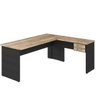 Mesa para Escritório Home Office em L Diretor W30 180x160cm Carvalho com Preto Onix - Lyam Decor - 5