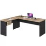Mesa para Escritório Home Office em L Diretor W30 180x160cm Carvalho com Preto Onix - Lyam Decor - 1