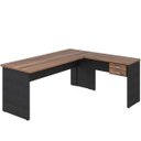 Ver imagem 4 de Mesa para Escritório Home Office em L Diretor W30 180x160cm Nogal com Preto Onix - Lyam Decor