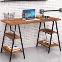 Ver imagem 2 de Mesa para Escritório Estilo Industrial Cavalete Form 135cm Nogal - Lyam Decor