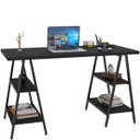 Ver imagem 1 de Mesa para Escritório Estilo Industrial Cavalete Form 135cm Preto Onix - Lyam Decor