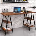 Ver imagem 2 de Mesa para Escritório Estilo Industrial Cavalete Form 150cm Nogal - Lyam Decor