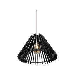 Lustre Pendente em Madeira - Stick Cone - Preto - 2