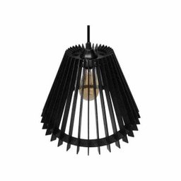 Lustre Pendente em Madeira - Stick Cone - Preto - 1