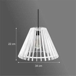 Lustre Pendente em Madeira - Stick Cone - Branco - 3