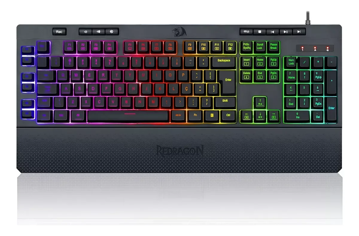 Ver imagem 1 de Teclado Gamer com Fio Qwerty Redragon Shiva K512 Rgb Cor Preto