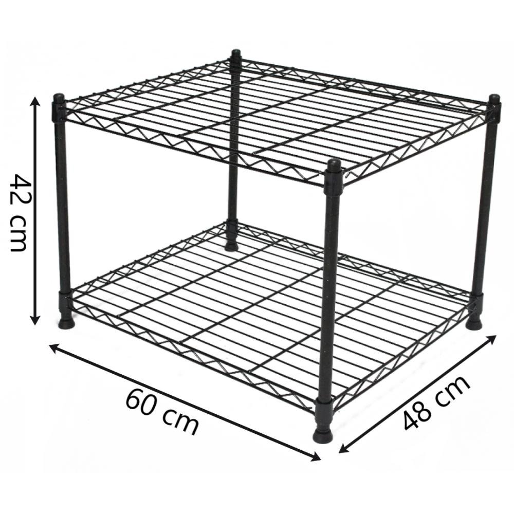 Estante Multiuso Arame Aço Preto 2 Prateleiras Montável Decoração Cozinha Área de Serviço - 2