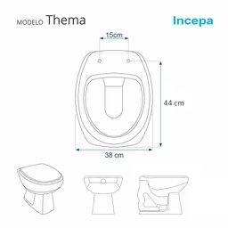 Tampa de Vaso Almofadada Thema Branco para Bacia Incepa - 3