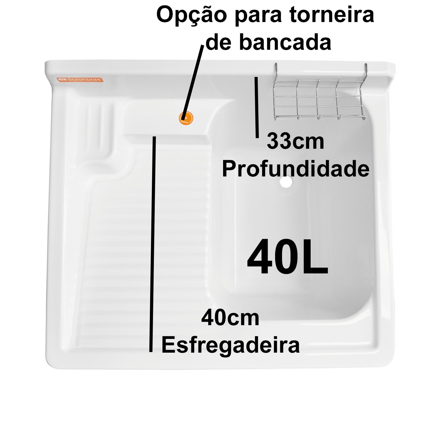 Gabinete em Plástico Abs Tanque com Esfregadeira Lateral de Fibra 40 Litros - 5