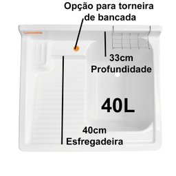 Gabinete em Plástico Abs Tanque com Esfregadeira Lateral de Fibra 40 Litros - 5