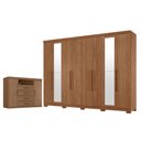 Ver imagem 5 de Guarda Roupa Casal 8 Portas 4 Gavetas Master New com Espelho e Pés e Cômoda Havana Master Jatobá Ace