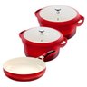 Jogo de Panelas Cerâmica Vermelha 3 Peças Vai Forno Caçarola 24cm 28cm e Frigideira 24cm Le Cook - 1