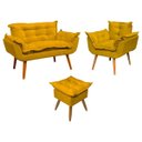 Ver imagem 2 de Kit Namoradeira Poltrona e Puff Decorativo para Sala Manicure Consultório Alice Suede