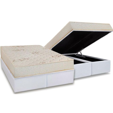 Conjunto Box Baú Queen: Colchão Espuma Luckspuma D45 Gran Luck Floral Pró Saúde + Base Crc