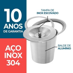 Cesto Lixeira Pia Cozinha Embutir 5 L Inox 304 Não Enferruja - 2