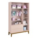 Ver imagem 3 de Guarda Roupa Infantil 3 Portas Classic Rosa Fosco com Pés Amadeirado - Reller Móveis Rosa Fosco