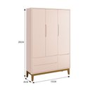 Ver imagem 2 de Guarda Roupa Infantil 3 Portas Classic Rosa Fosco com Pés Amadeirado - Reller Móveis Rosa Fosco