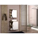 Ver imagem 1 de Conjunto Banheiro MDF Espelheira Nichos Nogal e Branco Lilies Móveis