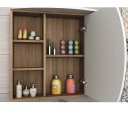 Ver imagem 2 de Conjunto Banheiro MDF Espelheira Nichos Nogal e Branco Lilies Móveis
